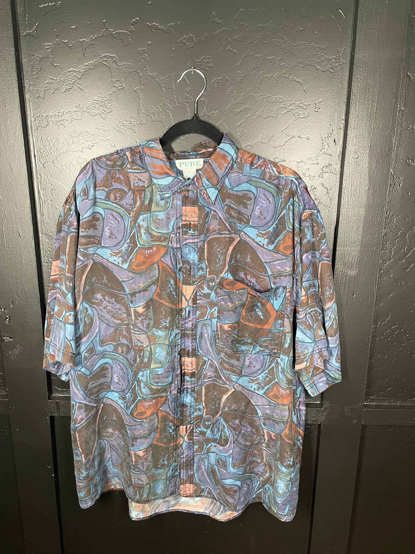 Mens Silk Printed Button Up
