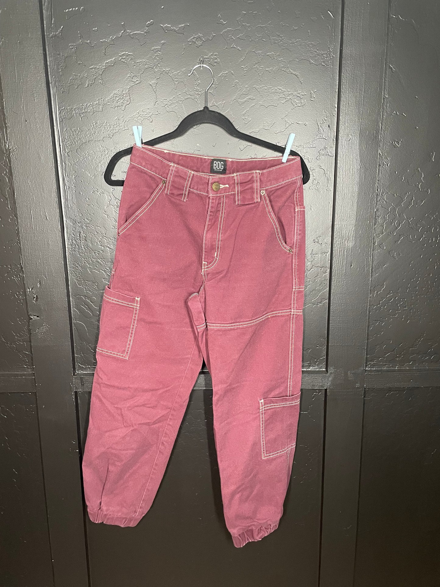 Maroon Cargo Denim Joggers