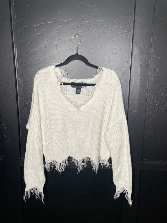 White Fray Sweater