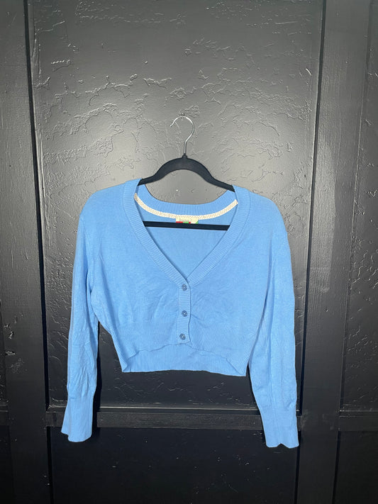 Blue Cropped Button Up