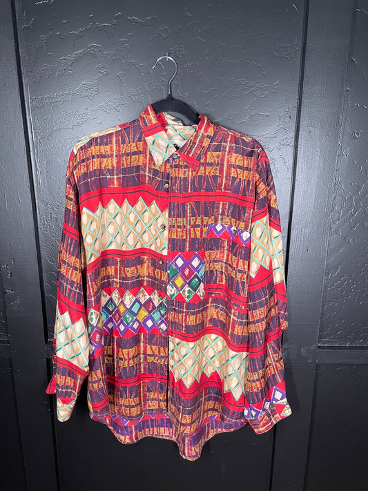 Mens Silk Button Up