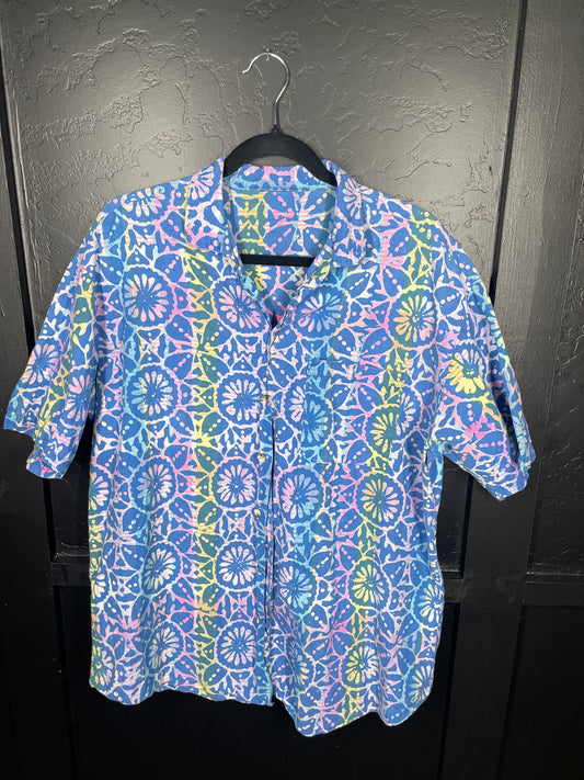 Mens Printed Button Up