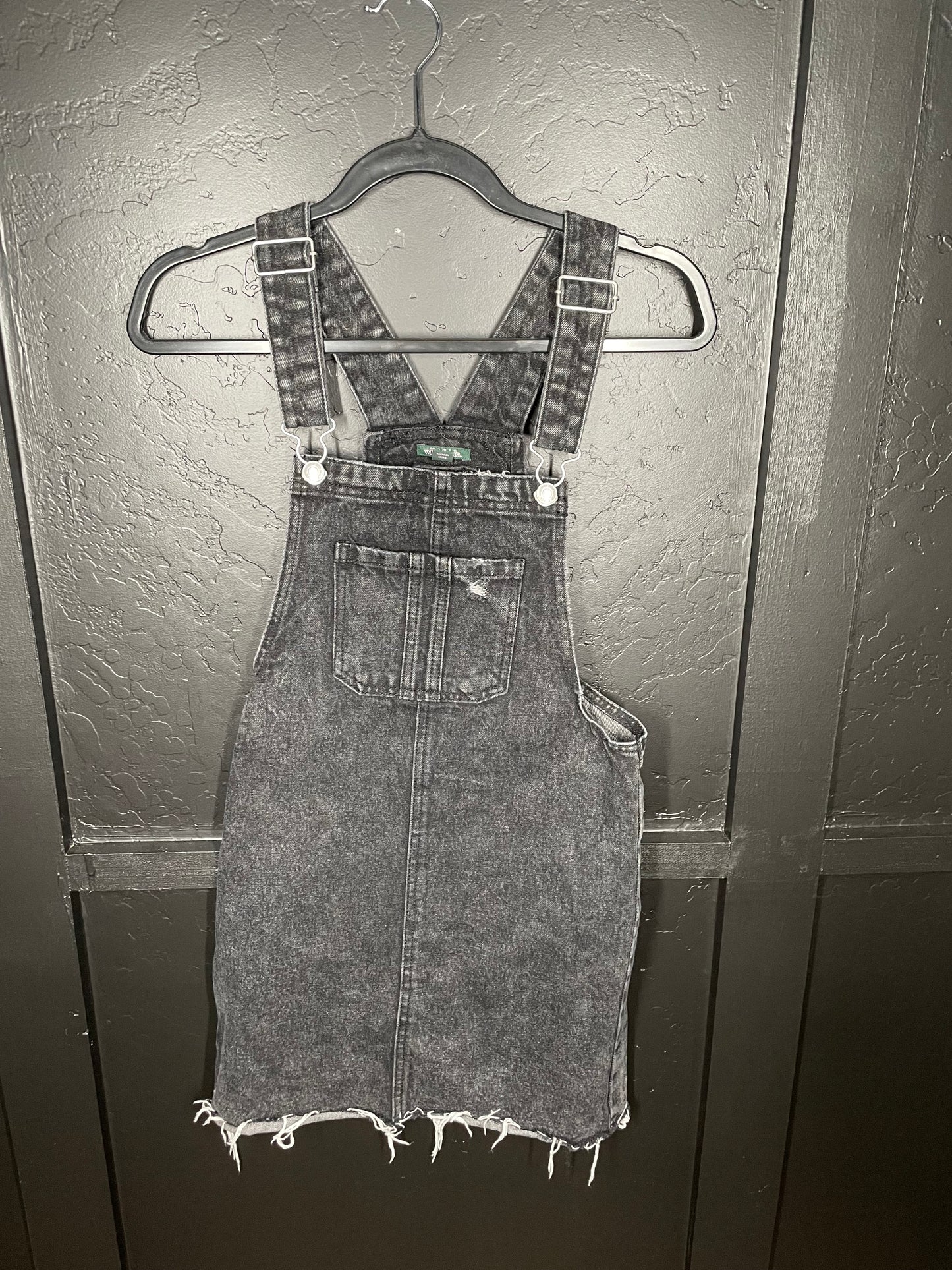 Black Denim Overall Dress