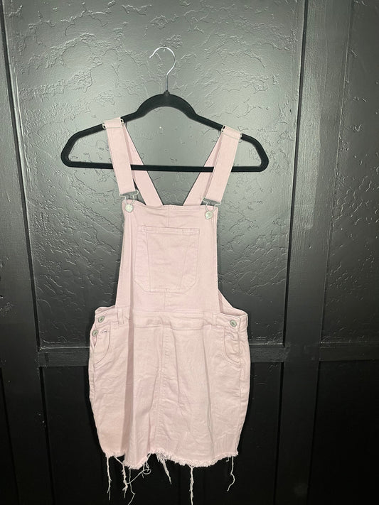 Pink Denim Overall Dress