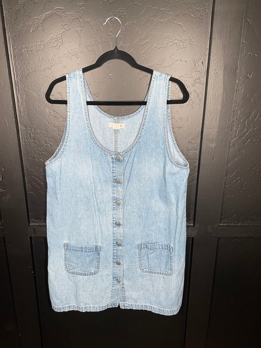 Denim Overall Button Up Dress