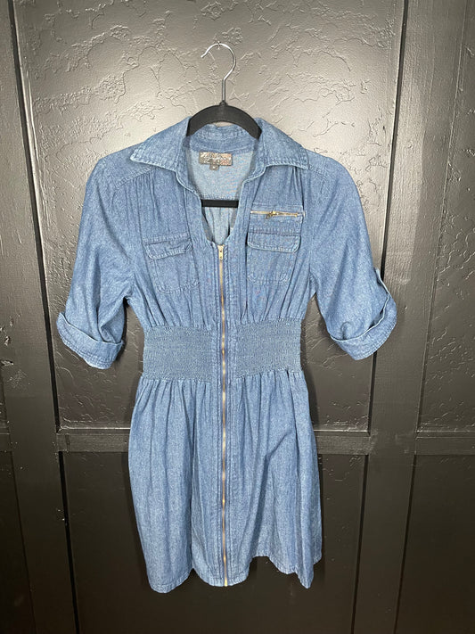 Denim Zip Up Dress