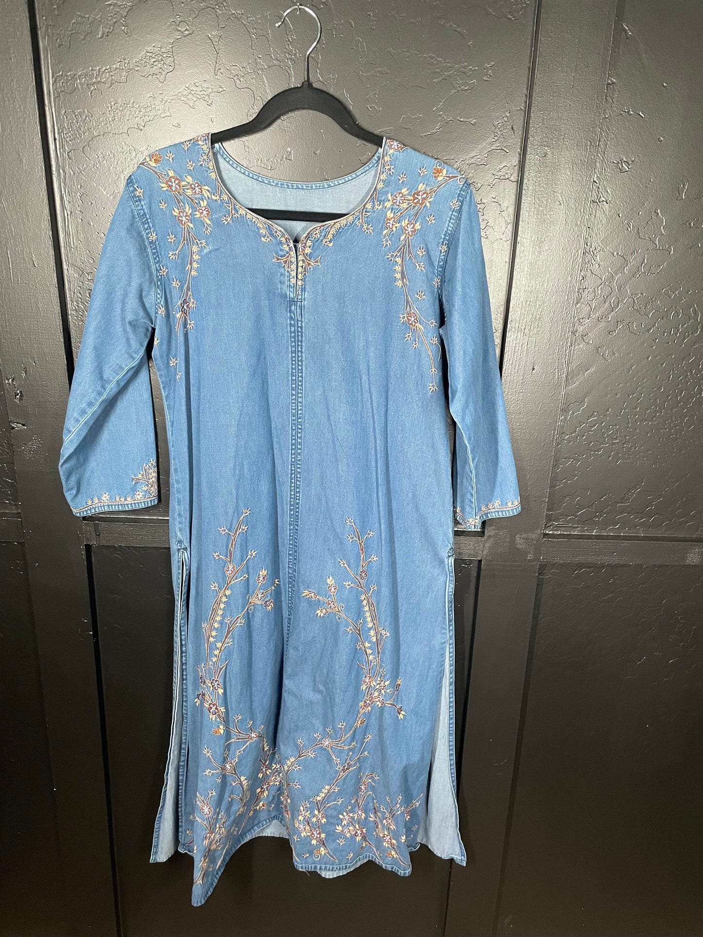 Denim Embroidered Dress